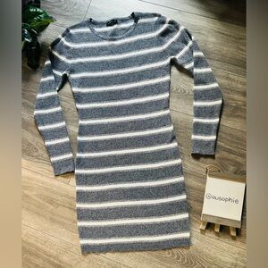 Cotton On Sweater Knit Heathered Blue & White Striped Body Con Dress. Size L